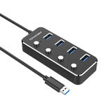 PrimeCables PC U3 308B USB 3 0 Adapters USB 3 0 Hub 4 Port USB 3 0 Type A Adapter with Individual LED Power Switches 4Ft Prim
