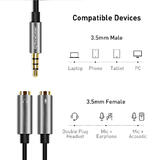 PrimeCables PC Cab AU07 Professional Audio Cables 3 5mm 3 pole male to dual 3 5mm female earphone micphone