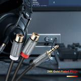 PrimeCables PC Cab AU19A Professional Audio Cables Summit Series 3 5mm 3 Pole Male to Dual RCA Female Aux Stereo Audio Cable 