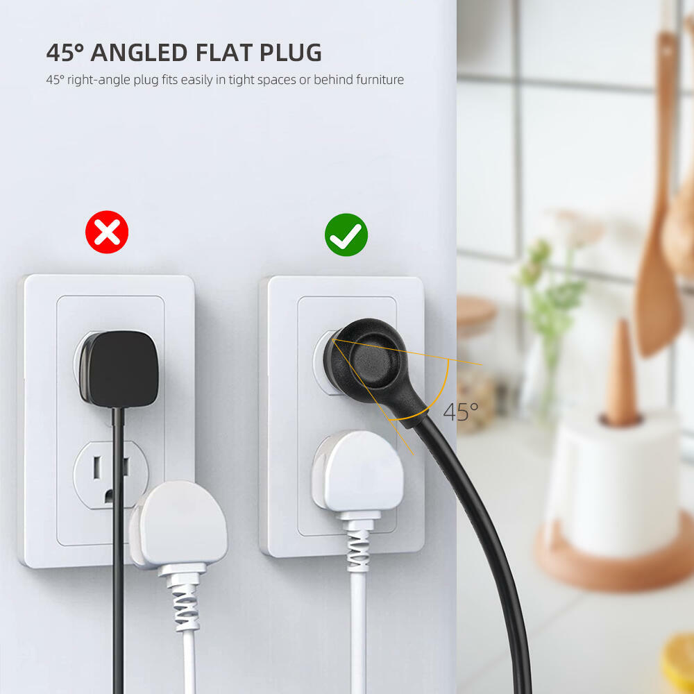 TV Surge Protector Power Strip with 3 FT Cord and 45° angle Plug PrimeCables®