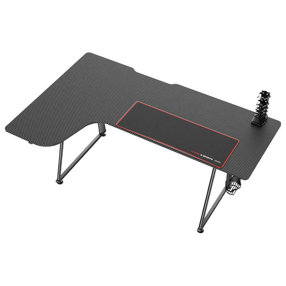 Ergonomic LShaped Corner PC Gaming Desk For Home Office, black