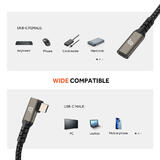 PrimeCables PC Cab CCEX90 05m USB 3 0 Extension Cable 90 Degree USB 3 1 Type C Male to Female 0 5m
