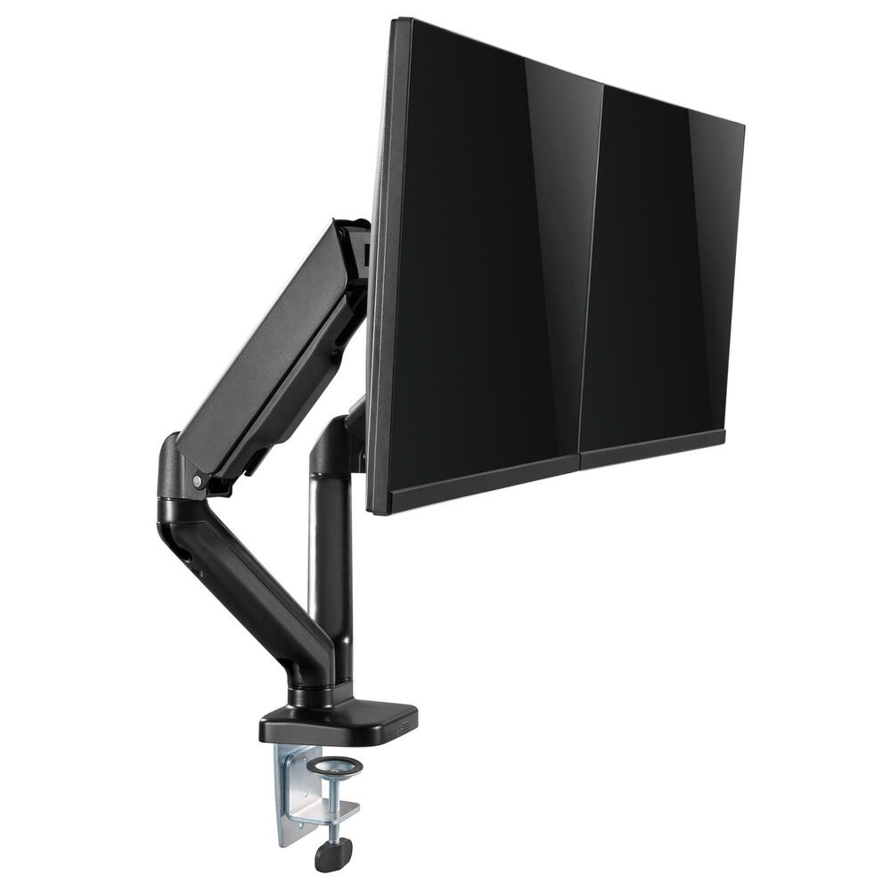 thumbnail image 2 of HUANUO Dual Monitor Mount-Monitor Stand With C Clamp/Grommet Mounting Base Up To 32 Inch 2 of 13