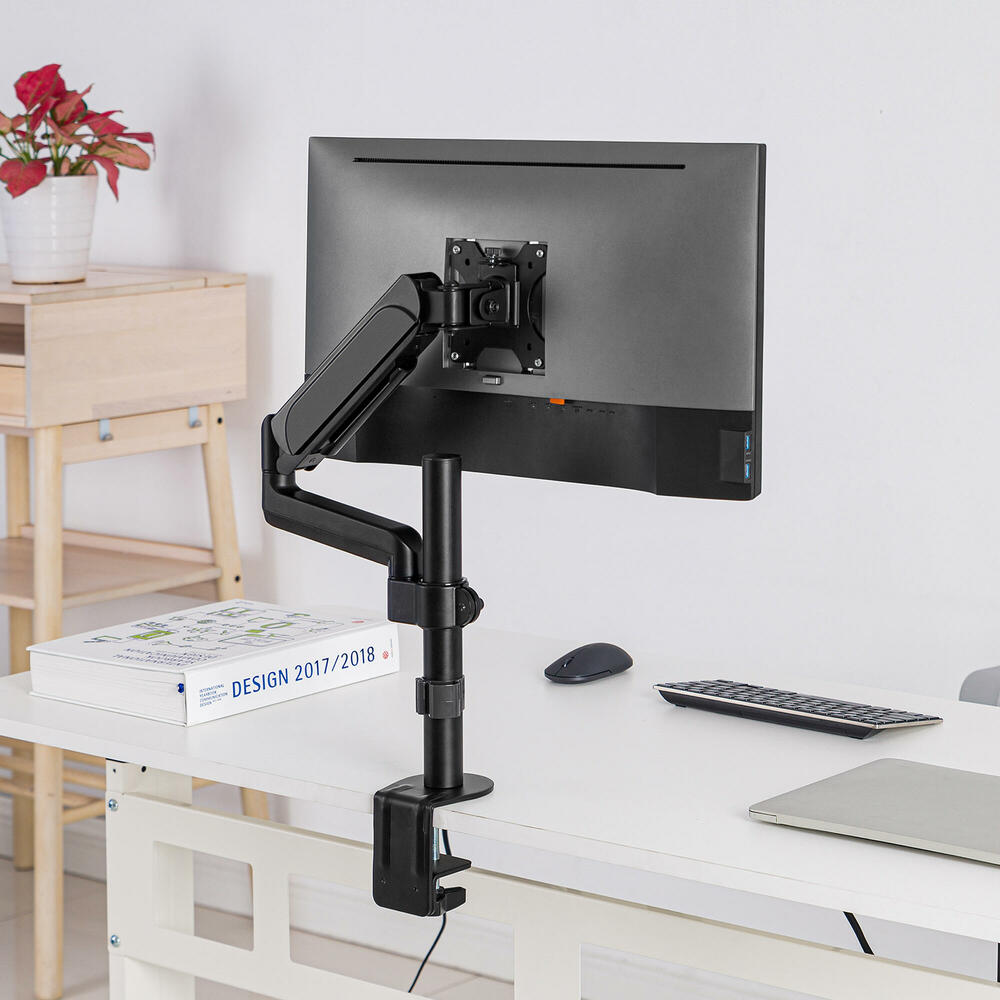 Adjustable Gas Spring Single Arm Monitor Desk Mount for 17" to 32