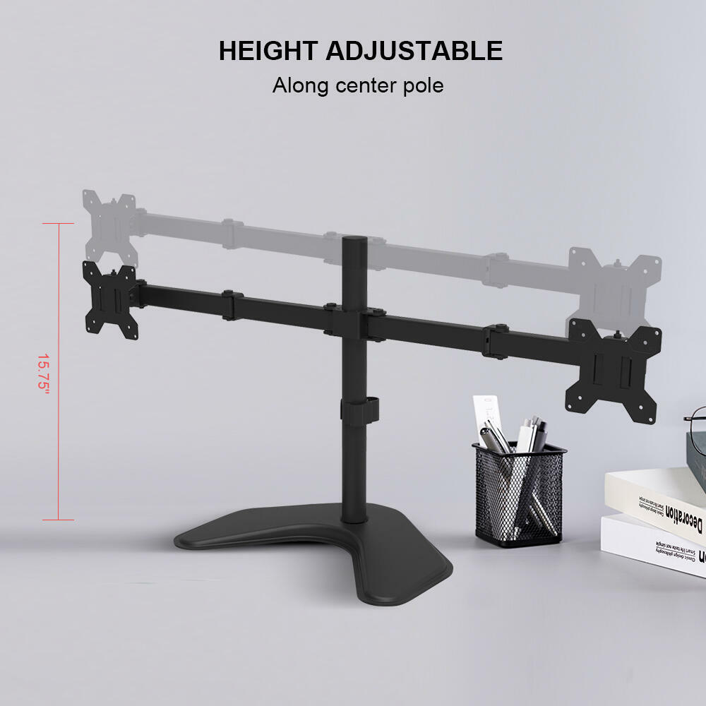 Adjustable Dual Monitor Desk Stand for 13" to 27" Screens, VESA 75 100