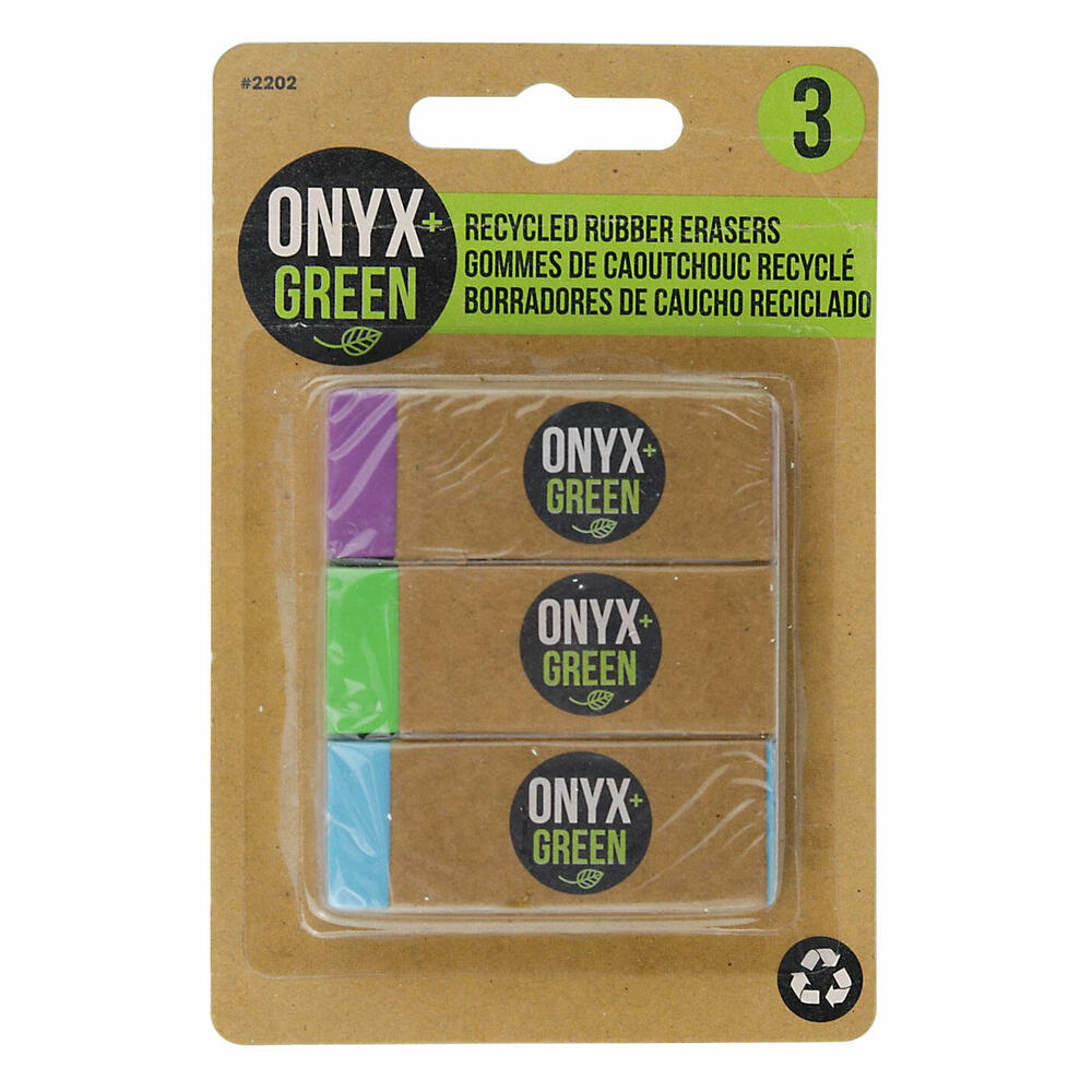 Onyx & Green® EcoFriendly Eraser Made from Recycled Rubber, 3/Pack
