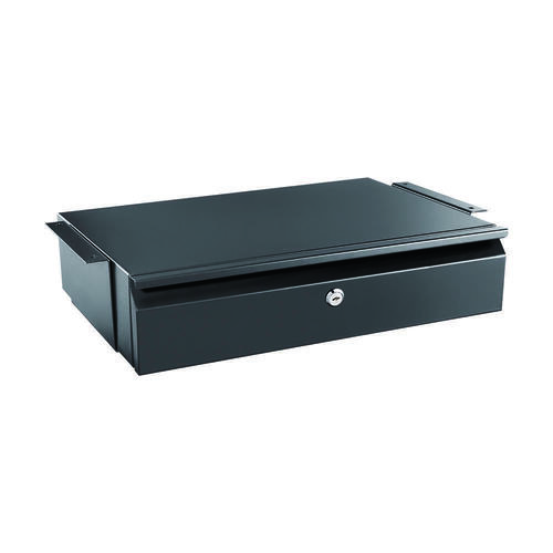 Lockable Office Mounted Sliding Under Desk PullOut Drawer, Black, 17.7