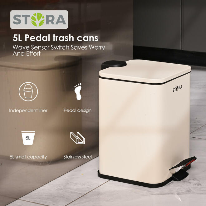 Stainless Steel Pedal Trash Can with Lid, 5L/1.3 Gal $13.99