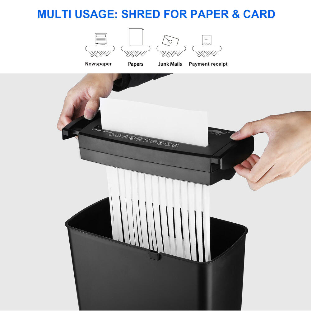 Portable Paper Shredder, 5Sheet Strip Cut Shredder with Extendable Arm