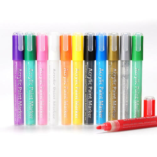 Set de marqueurs pour peinture acrylique 12 couleurs avec pointe