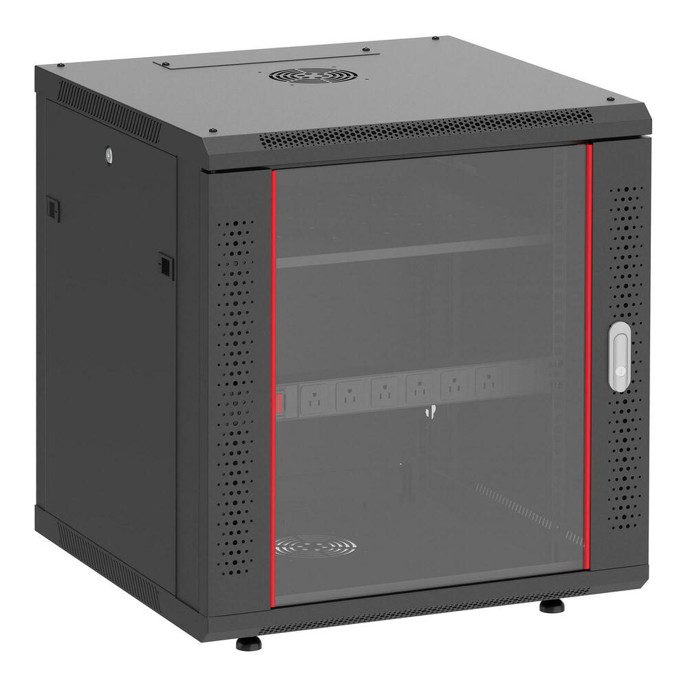 12U Server Rack Cabinet with PDU, 23.6