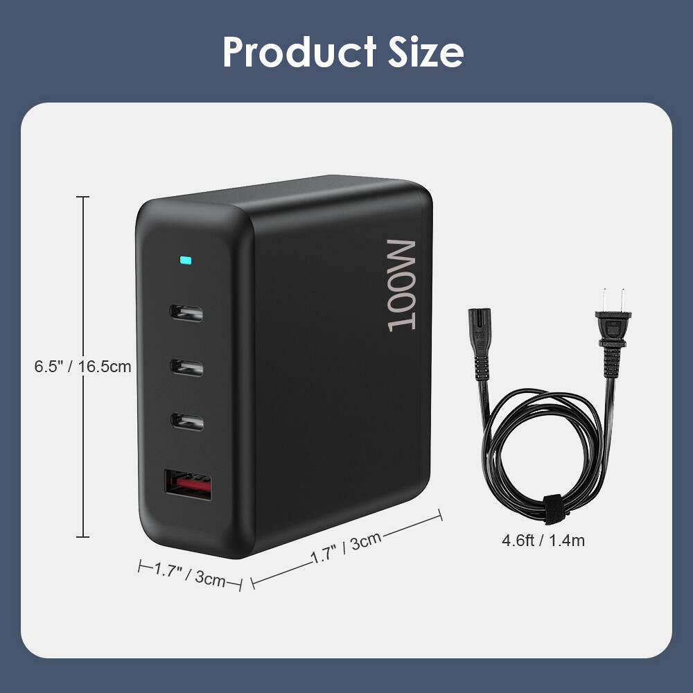 thumbnail image 2 of LDNIO 120W GaN III Desktop Charger – 4 Ports (2x USB-C + 2x USB-A) With 4ft Cable 2 of 6