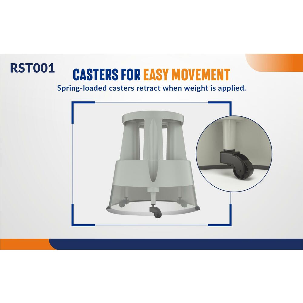 Castors Step File 4Dock Plastic Rolling Step Stool with Spring-Loaded Casters and Anti ...
