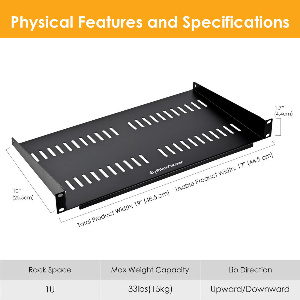 Universal Vented 1U Server Rack Shelf for 19