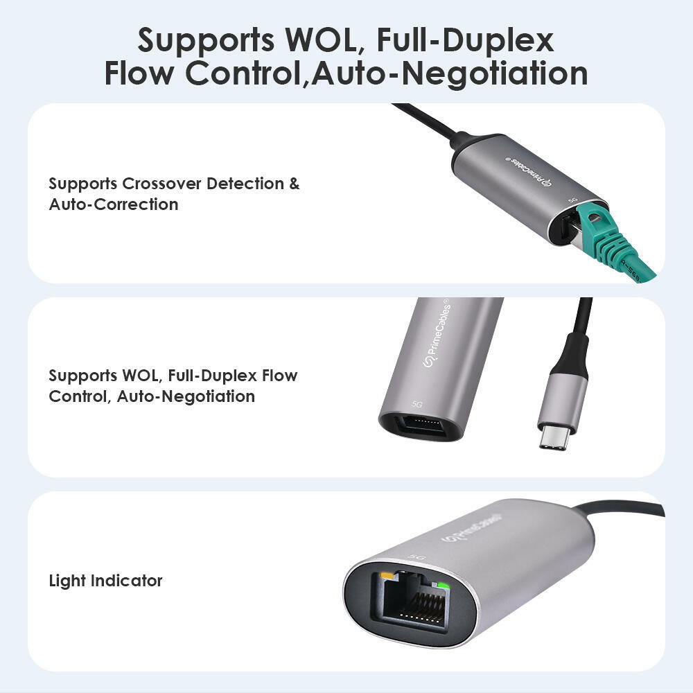USB-C to 5G Ethernet Adapter, Aluminum Body, Plug-and-Play - PrimeCables®