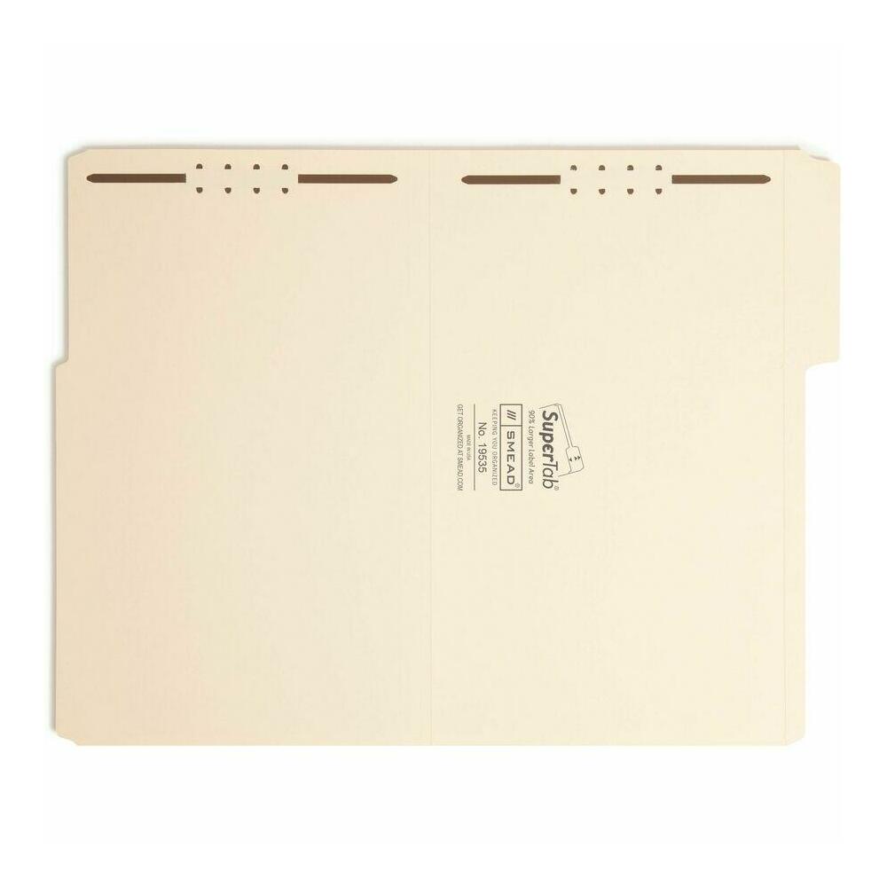 Supertab Folder Smead SuperTab Legal Fastener Folders, Reinforced Manila, 1/3-Cut Tabs ...