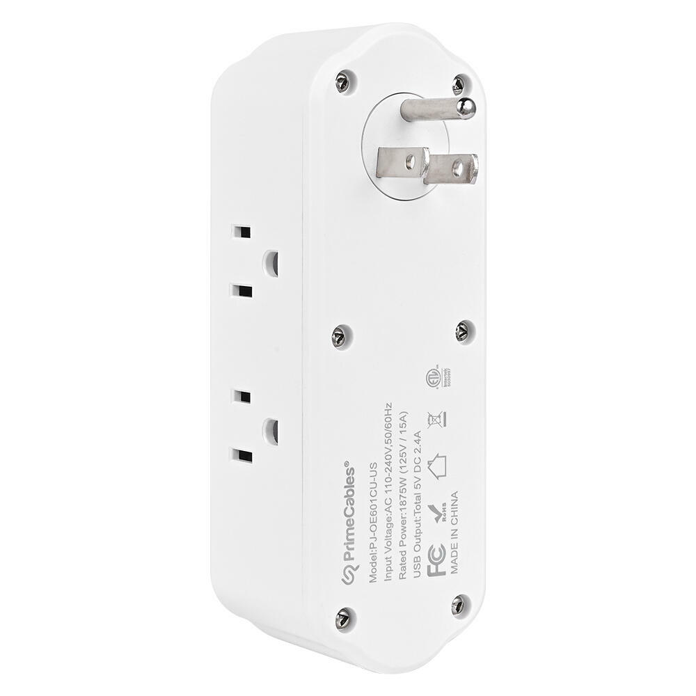 6-Outlet US Surge Wall Socket with 2 USB-A + 1 USB -C & 360° Rotate ...