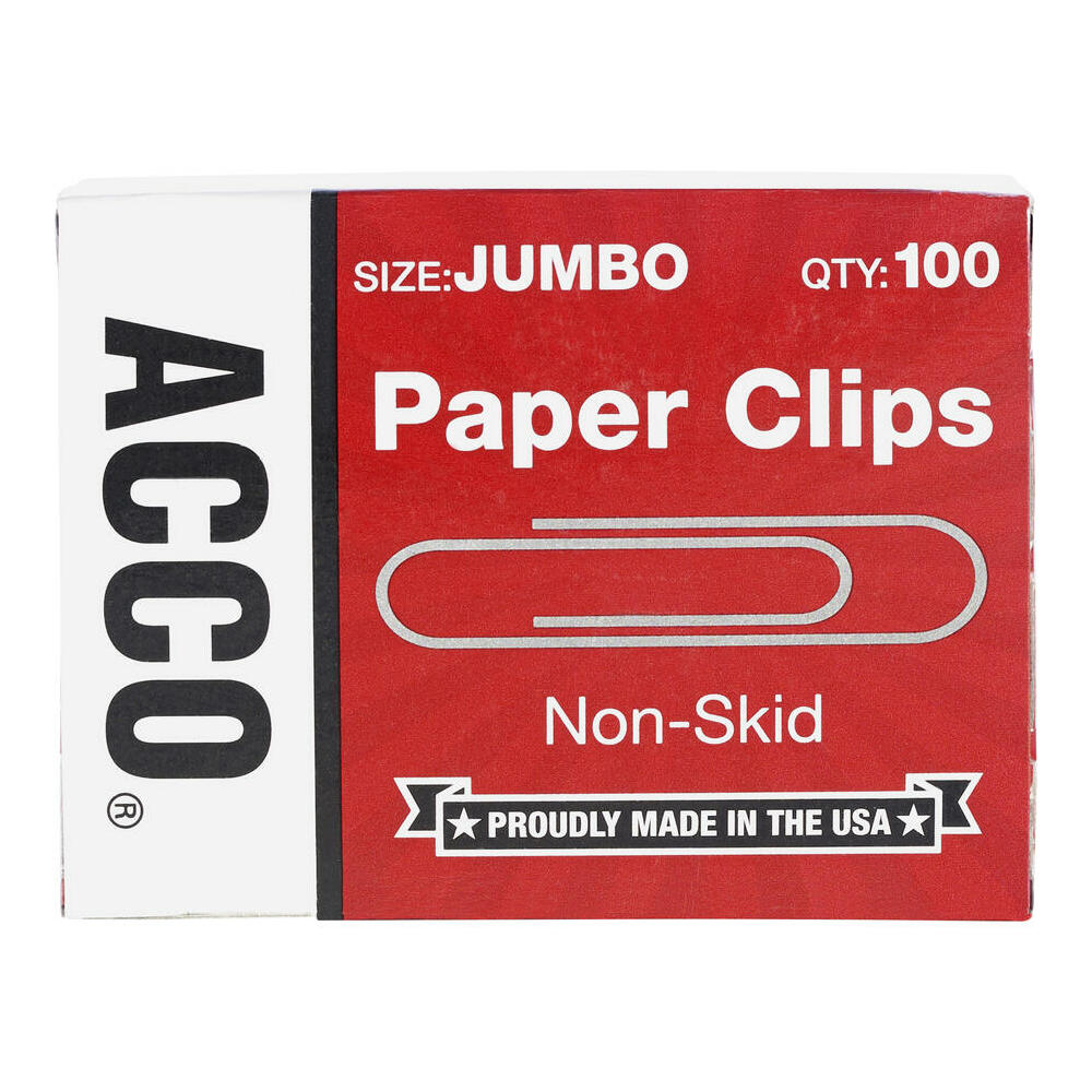 Acco Economy Jumbo Non-Skid Paper Clips, No. 1, 20-Sheet Capacity ...