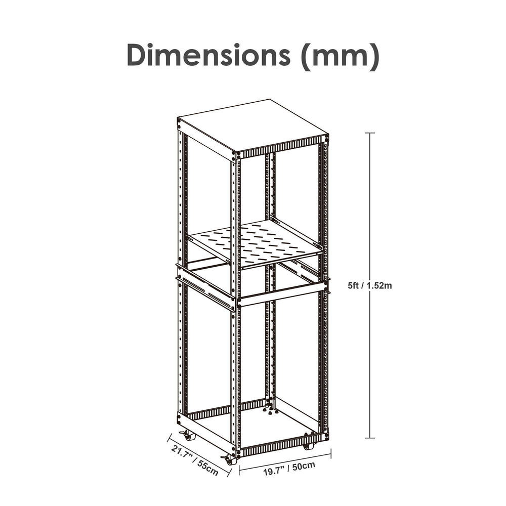 32U Mobile Open Frame Server Rack with Wheels - PrimeCables®