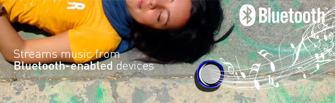 Streams music from Bluetooth-enabled devices