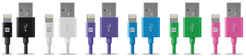 Monoprice white Lightning to USB charge & sync cable has a wide range of colors to choose from