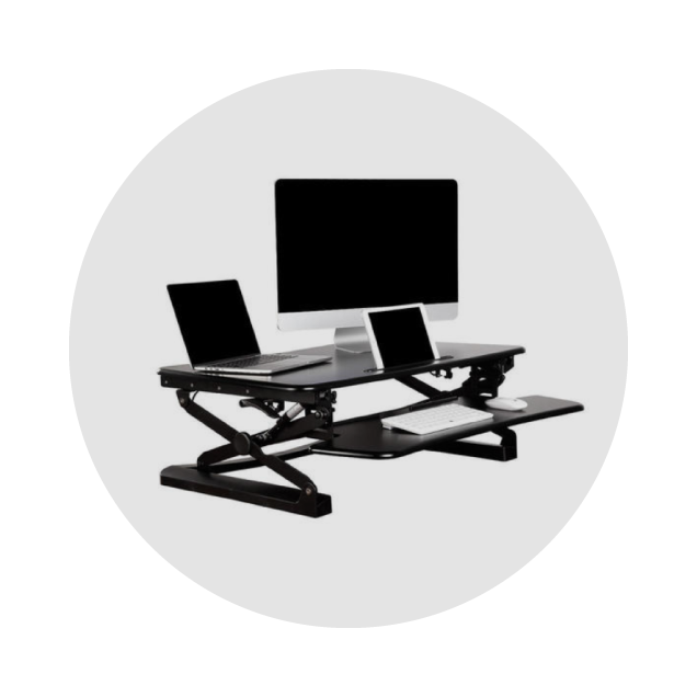 Bureaux debout, supports et fixations