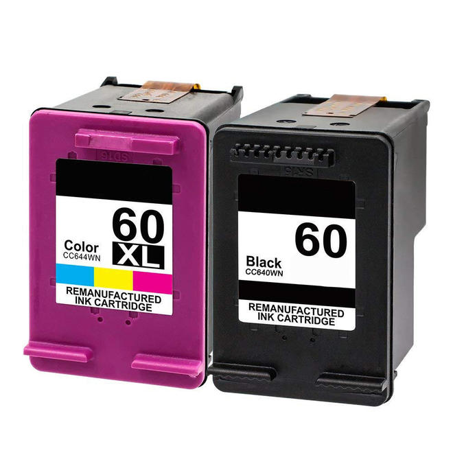 HP CC640WN CC644WN ENVY 100 Remanufactured HP 60 CC640WN HP 60XL CC644WN Black and Color Ink Cartridge Combo