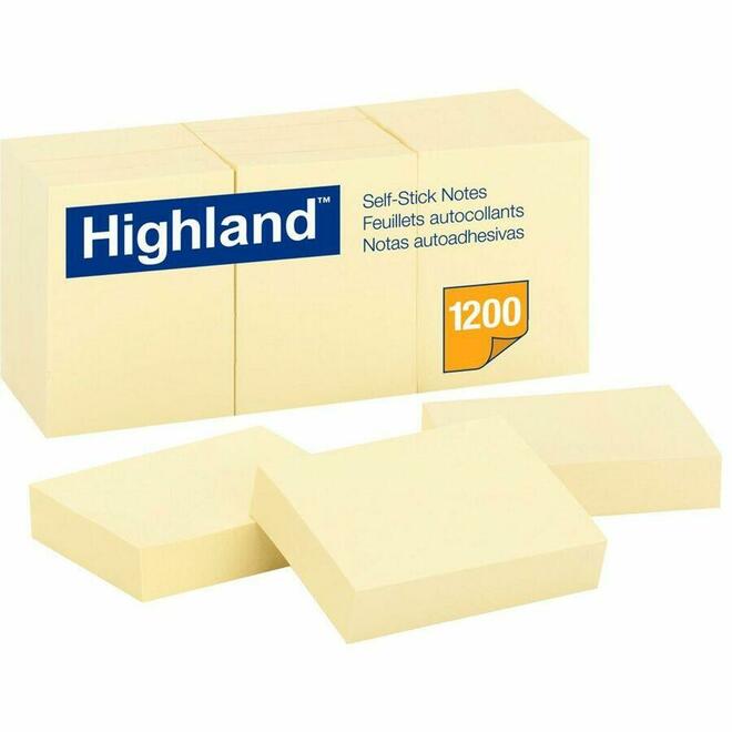 3M MMM6539YW Post it Self Stick Notes Flags 3M Highland Self Sticking Note 12 Pack