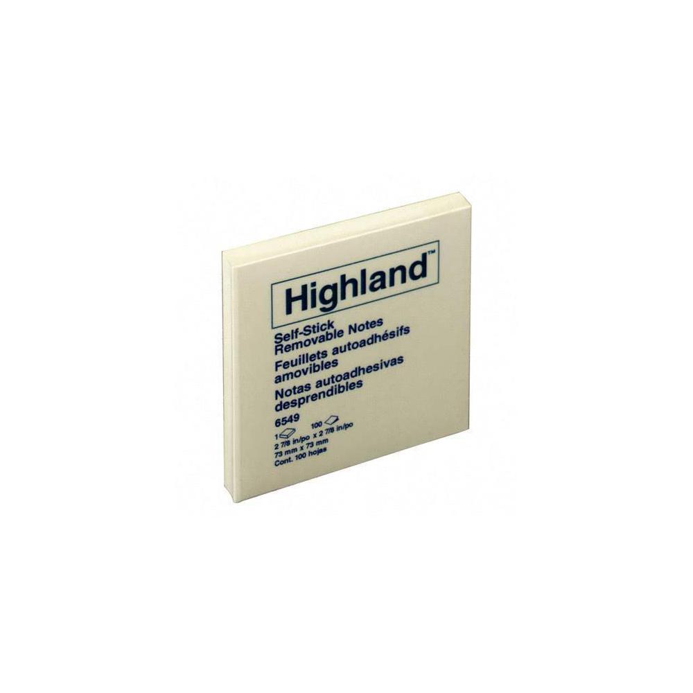 3M Highland Self-Sticking 3X3 Note Pad - Single Pad