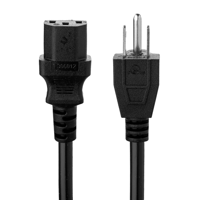 PrimeCables Cab Power Cord 6Ft Power Cables Cords 6Ft 18AWG Universal Power Cord Cable 5 15P to C13 10A 125V Black PrimeCable