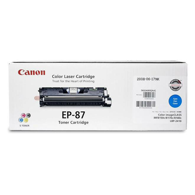 Canon EP87C OEM ImageClass MF8170c Canon EP 87 Original Cyan Toner Cartridge 7432A005AA