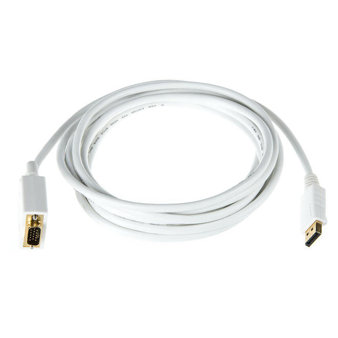 Monoprice Canada CAB 6018 All DisplayPort Cables 28AWG DisplayPort to VGA Cable White 4 Lengths Available Monoprice