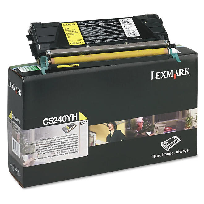 Lexmark C5240YH OEM C524 Lexmark C5240YH Original Yellow Return Program Toner Cartridge High Yield