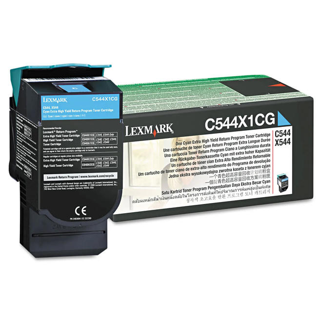 Lexmark C544X1CG OEM X544dn Lexmark C544X1CG Original Cyan Return Program Toner Cartridge High Yield