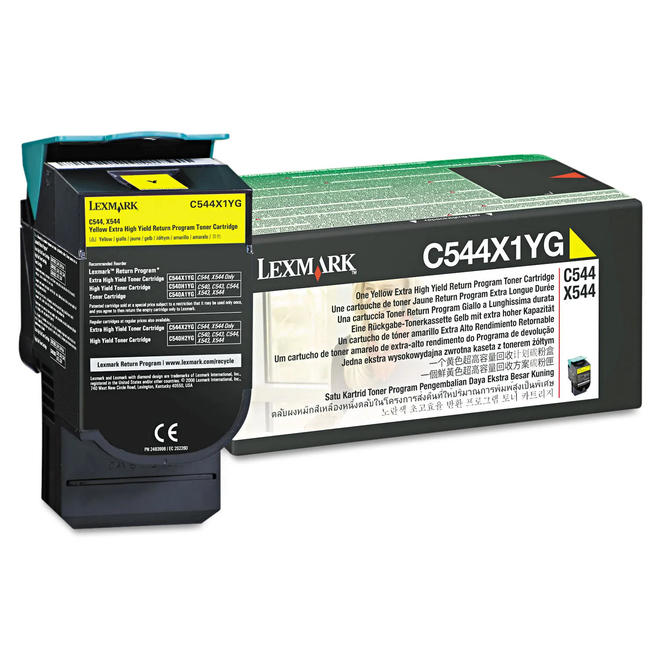 Lexmark C544X1YG OEM X544dn Lexmark C544X1YG Original Yellow Return Program Toner Cartridge High Yield