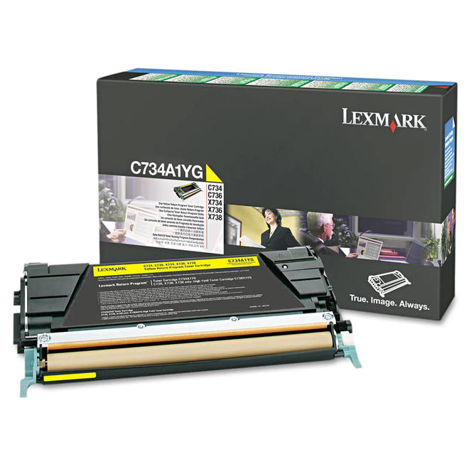 Lexmark C734A1YG OEM X734de Lexmark C734A1YG Original Yellow Return Program Toner Cartridge