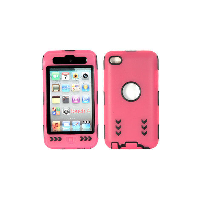 Perfect Combo Silicone Hard Plastic Case Cover for iPod Touch 4, Rose