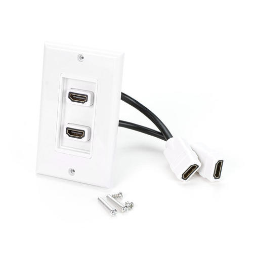 PrimeCables WP 7332 HDMI Wall Plates HDMI Wall Plate Duo Port with 4 Inch Built in Flexible Extension PrimeCables