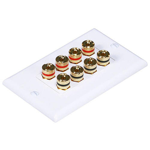 Monoprice Canada Cab 3326 Audio Video Wall Plates High Quality Banana Binding Post Two Piece Inset Wall Plate for 4 Speakers 