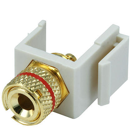 Keystone Jack - Banana Jack w/Red Ring (Solder Type) - Ivory - Monoprice