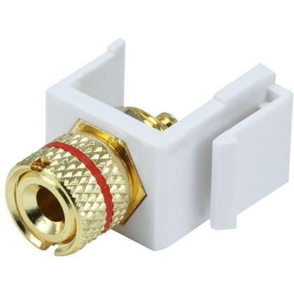 Keystone Jack - Banana Jack w/Red Ring (Solder Type) - White 