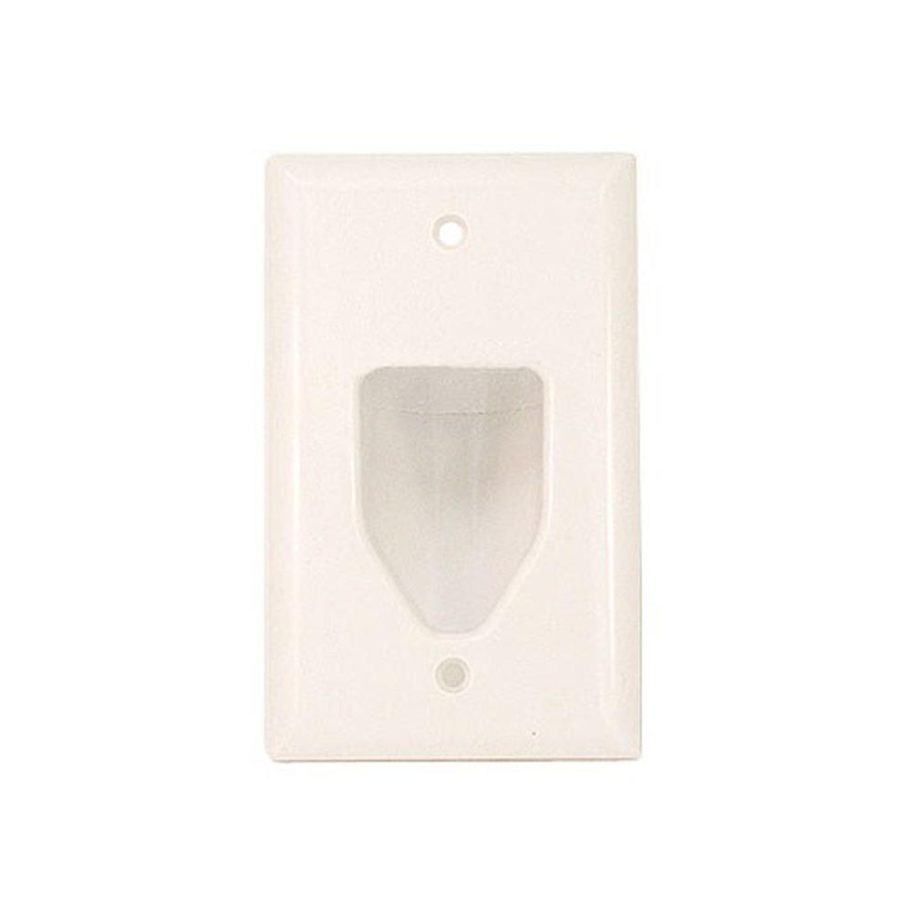 Easy Mount Low Voltage Cable Recessed Wall Plate, Slim Fit, White