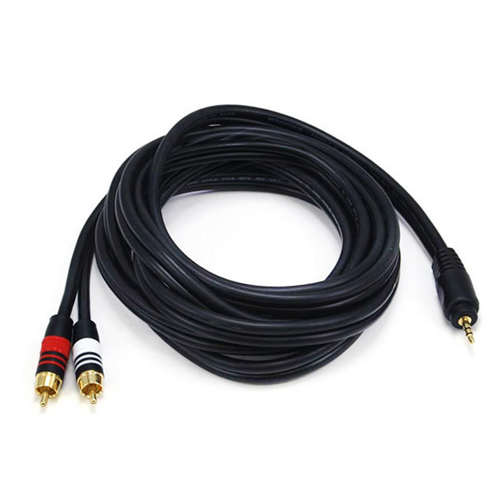Premium 3.5mm Stereo Male to 2RCA Male 22AWG Cable (Gold Plated