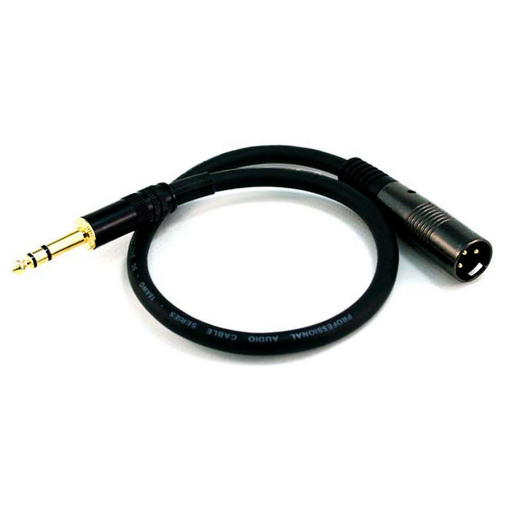 1.5ft Premier Series XLR Male to 1/4inch TRS Male 16AWG Cable (Gold