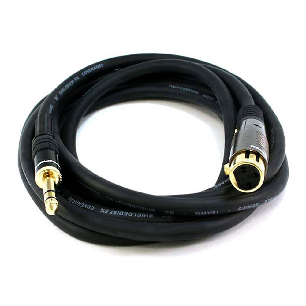 1.5ft Premier Series XLR Female to 1/4inch TRS Male 16AWG Cable (Gold