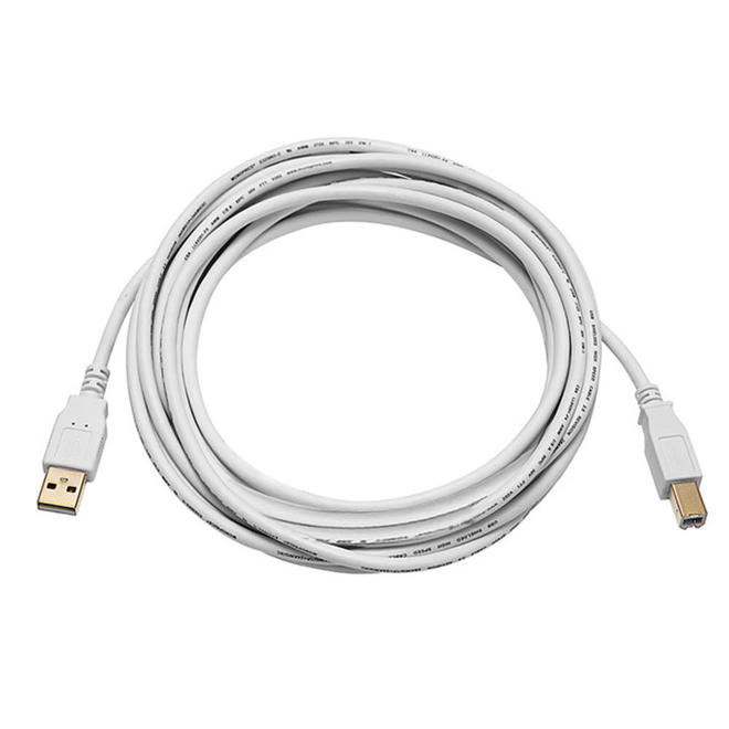 Monoprice Canada Cab 8614 All USB 2 0 USB 2 0 A Male to B Male 28 24AWG Cable Gold Plated WHITE 5 lengths available Monoprice