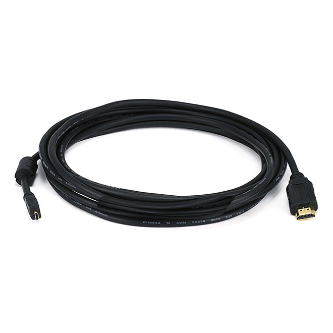 15ft 34AWG Standard HDMI® Cable With w/Ferrite Core HDMI® Micro Connector male to