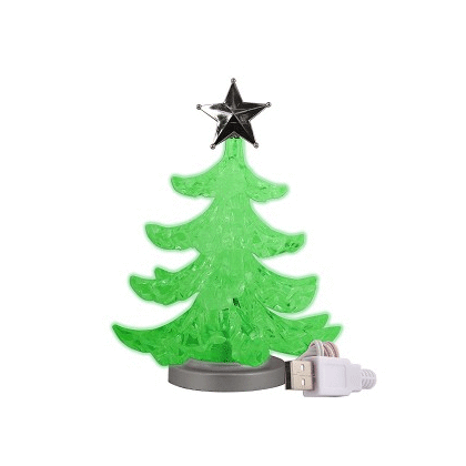 USB Powered Mini Christmas Tree w/6 LED Colors & Silver Star - Makes a Great Desktop Ornament!