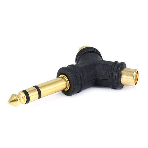 6 35mm 1 4 Inch Trs Stereo Plug To 2x Rca Jack Splitter Adapter Gold Plated Y Type Monoprice