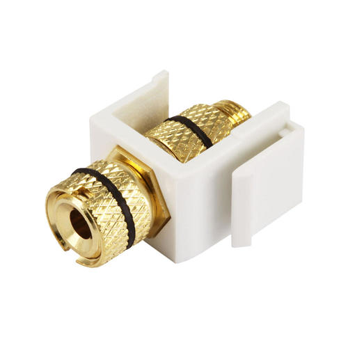 PrimeCables Cab 8434 Banana Plugs Keystone Jack Banana Jack w Black Ring Screw Type White PrimeCables